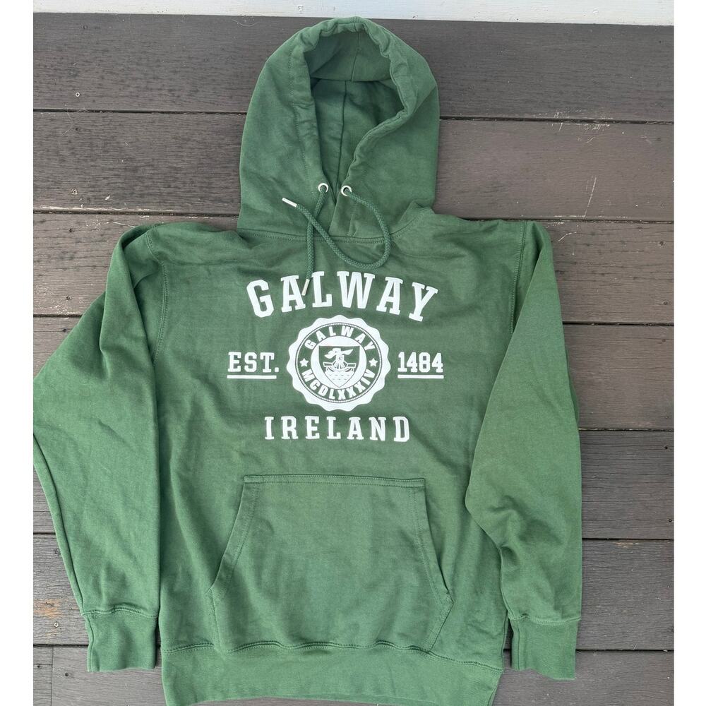 Galway Ireland Just Cotton Green Pullover Hoodie Size Large Claddagh